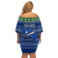 Personalised Marshall Islands Christmas Family Matching Off Shoulder Short Dress and Hawaiian Shirt Coat of Arms and Map Beautiful Merry Xmas Snowflake LT03 - Polynesian Pride