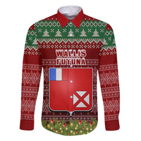 Personalised Wallis and Futuna Christmas Family Matching Off Shoulder Maxi Dress and Hawaiian Shirt Coat of Arms and Map Beautiful Merry Xmas Snowflake LT03 Dad's Shirt - Short Sleeve Red - Polynesian Pride