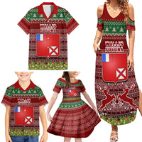 Personalised Wallis and Futuna Christmas Family Matching Summer Maxi Dress and Hawaiian Shirt Coat of Arms and Map Beautiful Merry Xmas Snowflake LT03 - Polynesian Pride