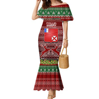Personalised Wallis and Futuna Christmas Mermaid Dress Coat of Arms and Map Beautiful Merry Xmas Snowflake LT03 Women Red - Polynesian Pride