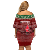 Personalised Wallis and Futuna Christmas Off Shoulder Short Dress Coat of Arms and Map Beautiful Merry Xmas Snowflake LT03 - Polynesian Pride
