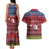 Personalised French Polynesia Christmas Couples Matching Tank Maxi Dress and Hawaiian Shirt Coat of Arms and Map Beautiful Merry Xmas Snowflake LT03 - Polynesian Pride