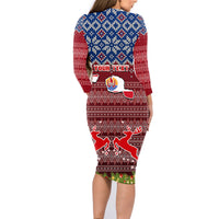 Personalised French Polynesia Christmas Family Matching Long Sleeve Bodycon Dress and Hawaiian Shirt Coat of Arms and Map Beautiful Merry Xmas Snowflake LT03 - Polynesian Pride