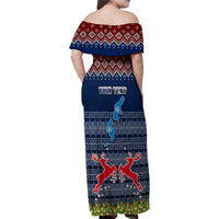 Personalised Northern Mariana Islands Christmas Family Matching Off Shoulder Maxi Dress and Hawaiian Shirt Coat of Arms and Map Beautiful Merry Xmas Snowflake LT03 - Polynesian Pride