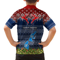 Personalised Northern Mariana Islands Christmas Family Matching Tank Maxi Dress and Hawaiian Shirt Coat of Arms and Map Beautiful Merry Xmas Snowflake LT03 - Polynesian Pride