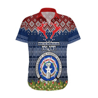 Personalised Northern Mariana Islands Christmas Hawaiian Shirt Coat of Arms and Map Beautiful Merry Xmas Snowflake LT03 Blue - Polynesian Pride