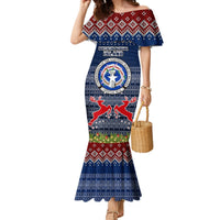 Personalised Northern Mariana Islands Christmas Mermaid Dress Coat of Arms and Map Beautiful Merry Xmas Snowflake LT03 Women Blue - Polynesian Pride