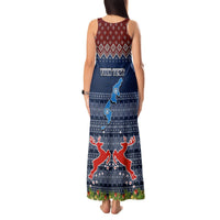 Personalised Northern Mariana Islands Christmas Tank Maxi Dress Coat of Arms and Map Beautiful Merry Xmas Snowflake LT03 - Polynesian Pride