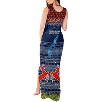 Personalised Northern Mariana Islands Christmas Tank Maxi Dress Coat of Arms and Map Beautiful Merry Xmas Snowflake LT03 - Polynesian Pride