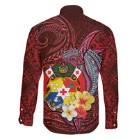 Tonga Humpback Whale Family Matching Off Shoulder Maxi Dress and Hawaiian Shirt National Seal with Hibiscus and Polynesian Tattoo LT03 - Polynesian Pride