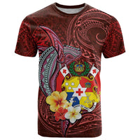 Tonga Humpback Whale T Shirt National Seal with Hibiscus and Polynesian Tattoo
