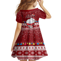 Palau Christmas Kid Short Sleeve Dress Snowman and Palau Coat of Arms Maori Tribal Xmas Style LT03 - Polynesian Pride