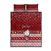 Personalised Palau Christmas Quilt Bed Set Snowman and Palau Coat of Arms Maori Tribal Xmas Style LT03 Red - Polynesian Pride