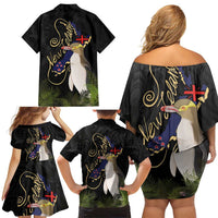 New Zealand Hoiho Family Matching Off Shoulder Short Dress and Hawaiian Shirt Maori Art Tattoo and Silver Fern LT03 - Polynesian Pride