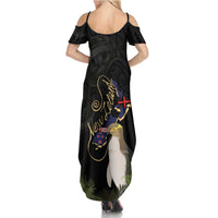 New Zealand Hoiho Family Matching Summer Maxi Dress and Hawaiian Shirt Maori Art Tattoo and Silver Fern LT03 - Polynesian Pride