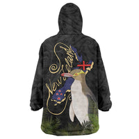 New Zealand Hoiho Wearable Blanket Hoodie Maori Art Tattoo and Silver Fern LT03 - Polynesian Pride