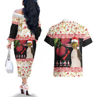 New Zealand Merry Christmas Couples Matching Off The Shoulder Long Sleeve Dress and Hawaiian Shirt Hoiho Xmas - Haka Dance and Pohutukawa LT03 - Polynesian Pride