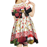 New Zealand Merry Christmas Kid Short Sleeve Dress Hoiho Xmas - Haka Dance and Pohutukawa LT03 - Polynesian Pride