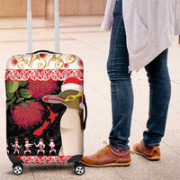 New Zealand Merry Christmas Luggage Cover Hoiho Xmas - Haka Dance and Pohutukawa LT03 White - Polynesian Pride