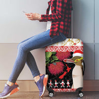 New Zealand Merry Christmas Luggage Cover Hoiho Xmas - Haka Dance and Pohutukawa LT03 - Polynesian Pride