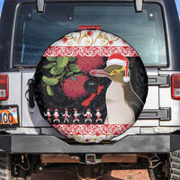New Zealand Merry Christmas Spare Tire Cover Hoiho Xmas - Haka Dance and Pohutukawa LT03 White - Polynesian Pride