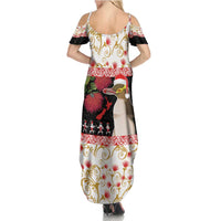 New Zealand Merry Christmas Summer Maxi Dress Hoiho Xmas - Haka Dance and Pohutukawa LT03 - Polynesian Pride