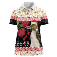 New Zealand Merry Christmas Women Polo Shirt Hoiho Xmas - Haka Dance and Pohutukawa LT03 Female White - Polynesian Pride