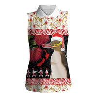 New Zealand Merry Christmas Women Sleeveless Polo Shirt Hoiho Xmas - Haka Dance and Pohutukawa