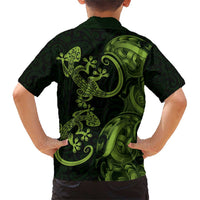 New Zealand Gecko Maori Art Tattoo Family Matching Short Sleeve Bodycon Dress and Hawaiian Shirt LT03 - Polynesian Pride