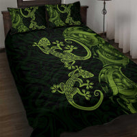 New Zealand Gecko Maori Art Tattoo Quilt Bed Set LT03 Green - Polynesian Pride