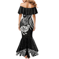 Personalised New Zealand Family Matching Mermaid Dress and Hawaiian Shirt Stylized Kiwi Bird Tattoo Mix Koru Circle and Maori Ethnic Vibe LT03 - Polynesian Pride