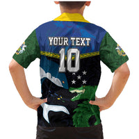 Custom Solomon Islands Rugby Family Matching Mermaid Dress and Hawaiian Shirt Arty Shark and Crocodile Solomon Islands National Emblems LT03 - Polynesian Pride