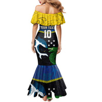 Custom Solomon Islands Rugby Family Matching Mermaid Dress and Hawaiian Shirt Arty Shark and Crocodile Solomon Islands National Emblems LT03 - Polynesian Pride