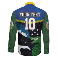Custom Solomon Islands Rugby Family Matching Summer Maxi Dress and Hawaiian Shirt Arty Shark and Crocodile Solomon Islands National Emblems LT03 - Polynesian Pride