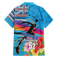 Honolulu Anniversary 52nd Running Family Matching Short Sleeve Bodycon Dress and Hawaiian Shirt Marathon Competition Kakau Pattern Blue Color LT03 - Polynesian Pride