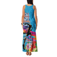 Honolulu Anniversary 52nd Running Family Matching Tank Maxi Dress and Hawaiian Shirt Marathon Competition Kakau Pattern Blue Color LT03 - Polynesian Pride