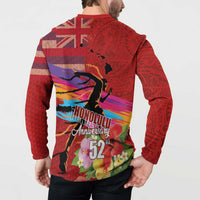 Honolulu Anniversary 52nd Running Button Sweatshirt Marathon Competition Kakau Pattern Red Color