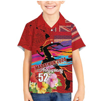 Honolulu Anniversary 52nd Running Family Matching Mermaid Dress and Hawaiian Shirt Marathon Competition Kakau Pattern Red Color LT03 Son's Shirt Red - Polynesian Pride
