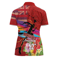 Honolulu Anniversary 52nd Running Women Polo Shirt Marathon Competition Kakau Pattern Red Color LT03 - Polynesian Pride