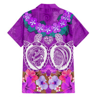 Polynesian Valentine Day Hawaiian Shirt Love Couple Turtle Maori Hibiscus Purple LT03 - Polynesian Pride