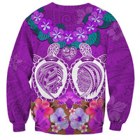 Polynesian Valentine Day Sweatshirt Love Couple Turtle Maori Hibiscus Purple LT03 - Polynesian Pride