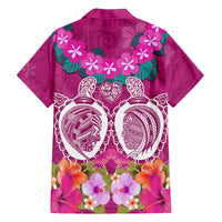 Polynesian Valentine Day Family Matching Tank Maxi Dress and Hawaiian Shirt Love Couple Turtle Maori Hibiscus Pink LT03 - Polynesian Pride