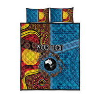 Personalised Australia and Fiji Together Quilt Bed Set Tribal Palm Tree with Tapa and Aboriginal Animals Half Style