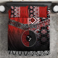Personalised Aotearoa and Tonga Together Bedding Set Manaia and Tongan Tribal Cross - Taniko and Ngatu Art Tattoo