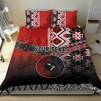Personalised Aotearoa and Tonga Together Bedding Set Manaia and Tongan Tribal Cross - Taniko and Ngatu Art Tattoo