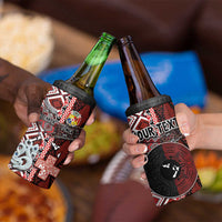 Personalised Aotearoa and Tonga Together 4 in 1 Can Cooler Tumbler Manaia and Tongan Tribal Cross - Taniko and Ngatu Art Tattoo