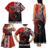 Personalised Aotearoa and Tonga Together Family Matching Tank Maxi Dress and Hawaiian Shirt Manaia and Tongan Tribal Cross - Taniko and Ngatu Art Tattoo LT03 - Polynesian Pride