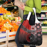 Personalised Aotearoa and Tonga Together Grocery Bag Manaia and Tongan Tribal Cross - Taniko and Ngatu Art Tattoo LT03 - Polynesian Pride