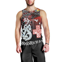Personalised Aotearoa and Tonga Together Men Tank Top Manaia and Tongan Tribal Cross - Taniko and Ngatu Art Tattoo