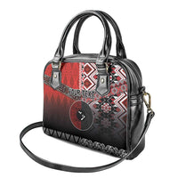 Personalised Aotearoa and Tonga Together Shoulder Handbag Manaia and Tongan Tribal Cross - Taniko and Ngatu Art Tattoo